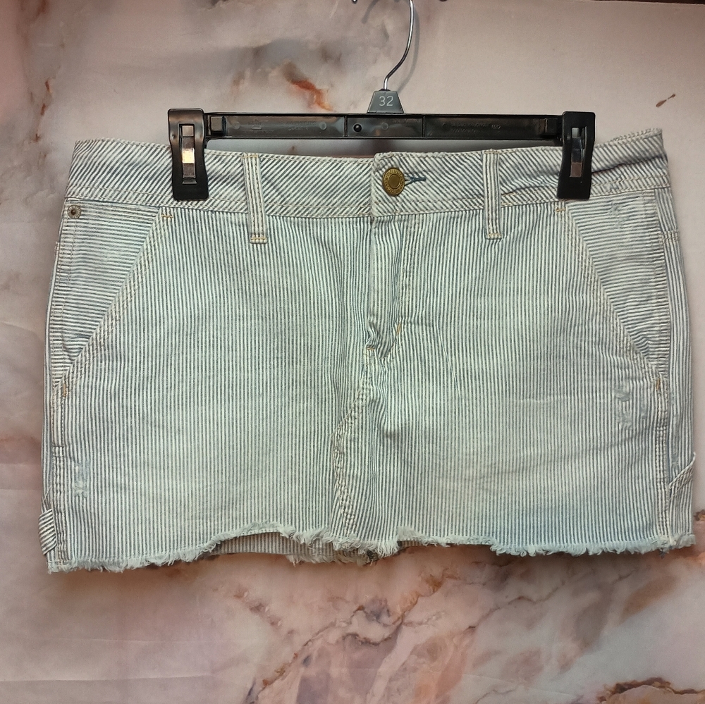 American Eagle Striped Denim Mini Skirt